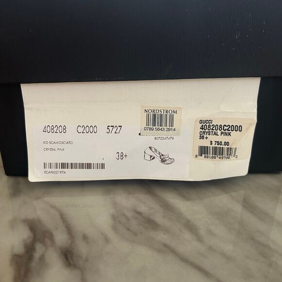 Gucci Double GG Marmont Blush Pink Suede Fringe Loafer Pump - Picture 14 of 15